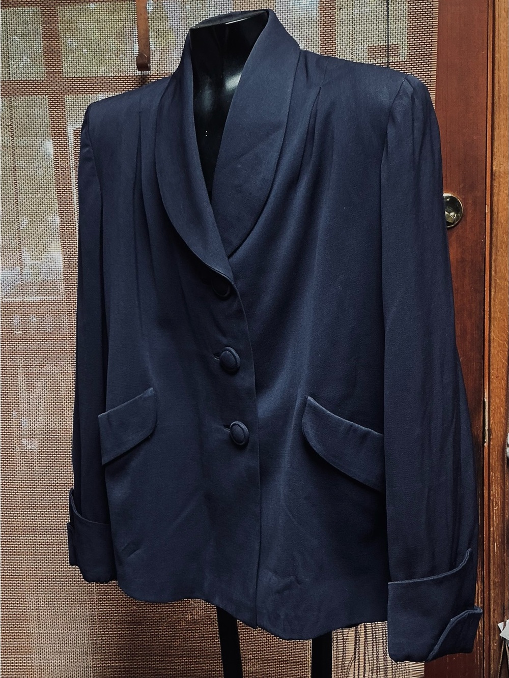 Vintage retro 1940's Women's Navy Shawl-Collar Blazer